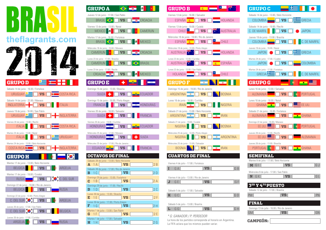 acceso once asiático BRASIL 2014 – Fase de Grupos | Golden Caster
