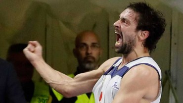 Sergio Llull celebra tiro ganador contra el Barça